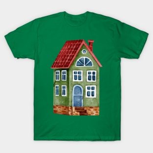 GREEN VILLAGE HOUSE WATERCOLOR T-Shirt